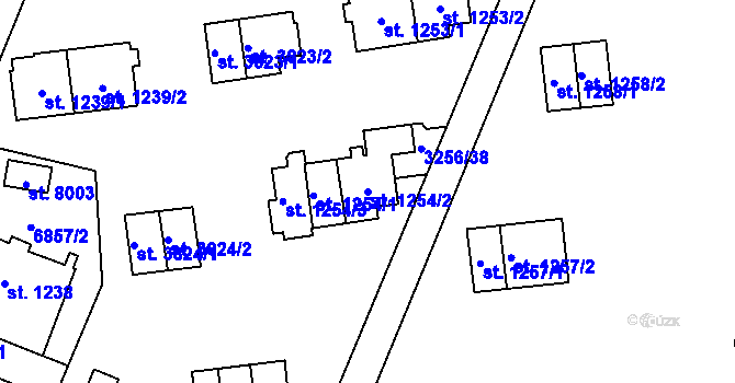 Parcela st. 1254/2 v KÚ Zlín, Katastrální mapa