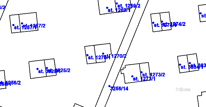 Parcela st. 1270/2 v KÚ Zlín, Katastrální mapa