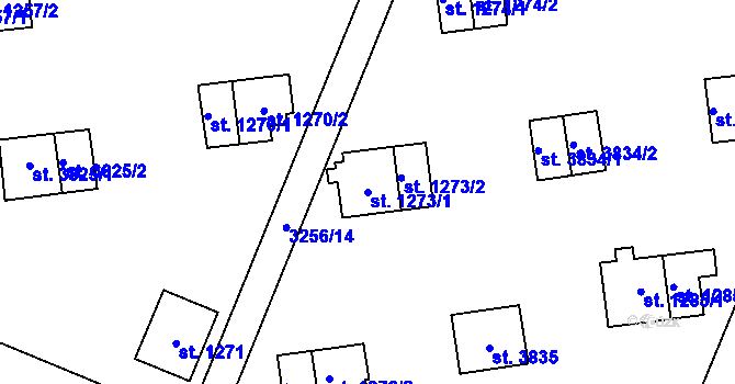 Parcela st. 1273/1 v KÚ Zlín, Katastrální mapa