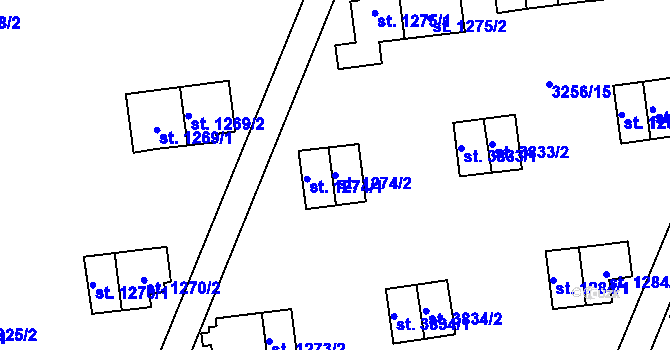 Parcela st. 1274/2 v KÚ Zlín, Katastrální mapa