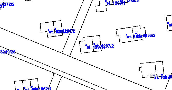Parcela st. 1287/1 v KÚ Zlín, Katastrální mapa