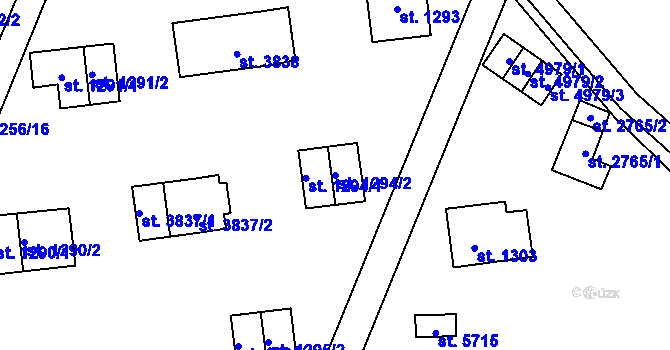 Parcela st. 1294/2 v KÚ Zlín, Katastrální mapa
