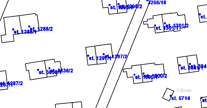 Parcela st. 1297/2 v KÚ Zlín, Katastrální mapa