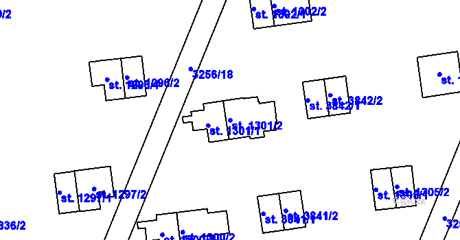 Parcela st. 1301/2 v KÚ Zlín, Katastrální mapa