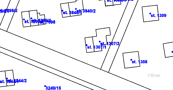 Parcela st. 1307/1 v KÚ Zlín, Katastrální mapa