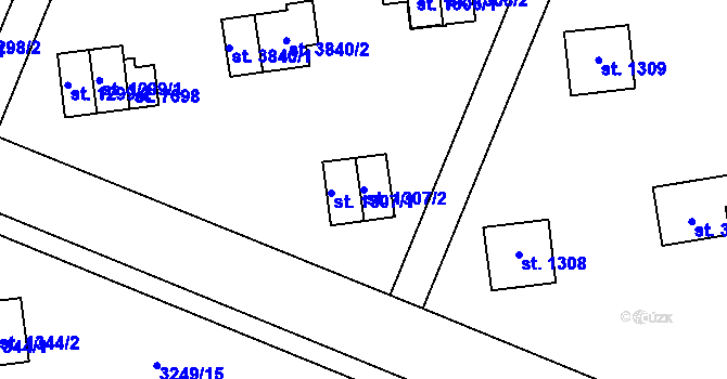 Parcela st. 1307/2 v KÚ Zlín, Katastrální mapa