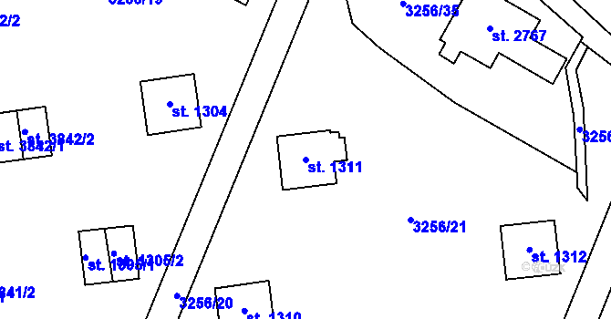 Parcela st. 1311 v KÚ Zlín, Katastrální mapa