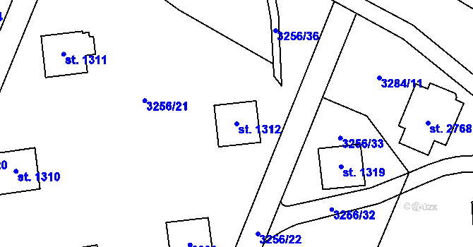 Parcela st. 1312 v KÚ Zlín, Katastrální mapa