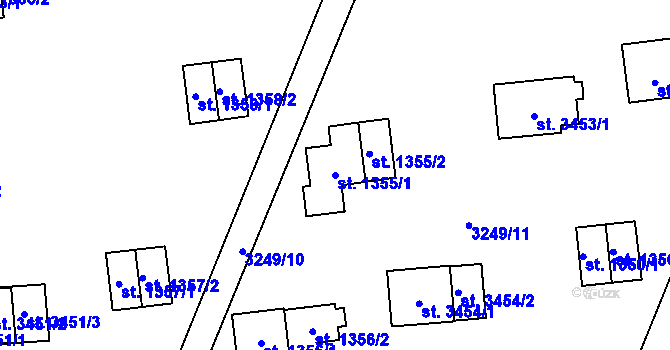 Parcela st. 1355/1 v KÚ Zlín, Katastrální mapa