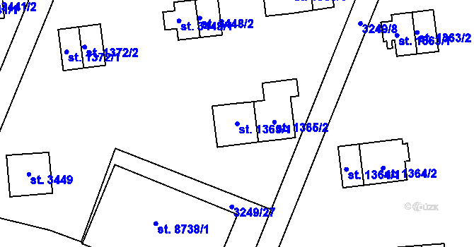 Parcela st. 1365/1 v KÚ Zlín, Katastrální mapa