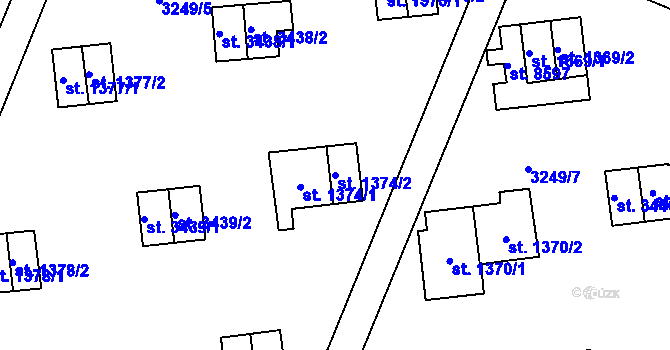 Parcela st. 1374/2 v KÚ Zlín, Katastrální mapa