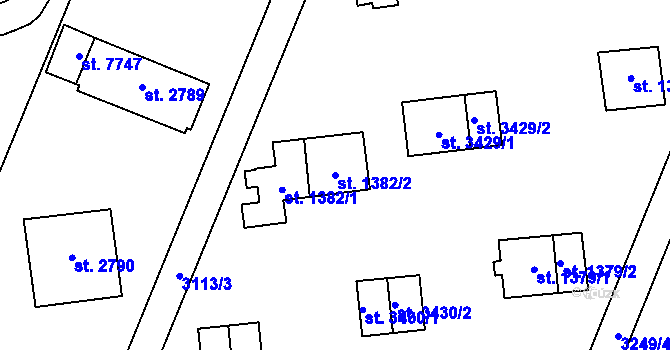 Parcela st. 1382/2 v KÚ Zlín, Katastrální mapa