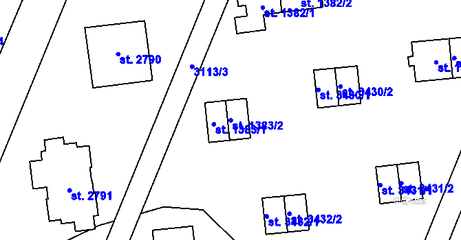 Parcela st. 1383/2 v KÚ Zlín, Katastrální mapa