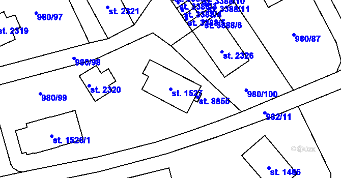 Parcela st. 1527 v KÚ Zlín, Katastrální mapa