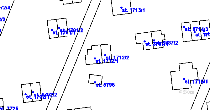 Parcela st. 1712/2 v KÚ Zlín, Katastrální mapa