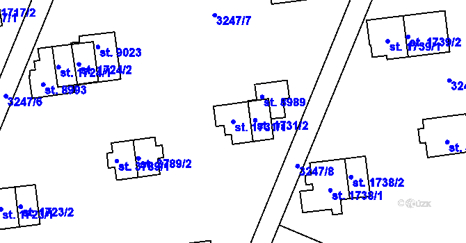 Parcela st. 1731/1 v KÚ Zlín, Katastrální mapa