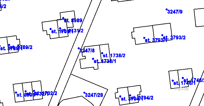Parcela st. 1738/2 v KÚ Zlín, Katastrální mapa