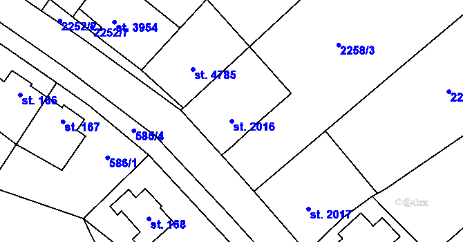 Parcela st. 2016 v KÚ Zlín, Katastrální mapa