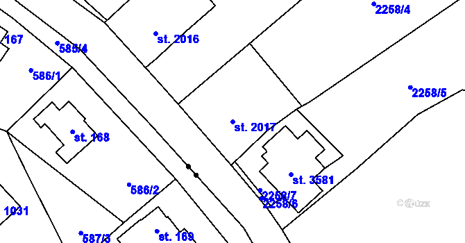Parcela st. 2017 v KÚ Zlín, Katastrální mapa