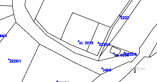 Parcela st. 2019 v KÚ Zlín, Katastrální mapa