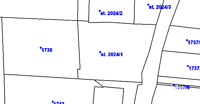 Parcela st. 2024/1 v KÚ Zlín, Katastrální mapa