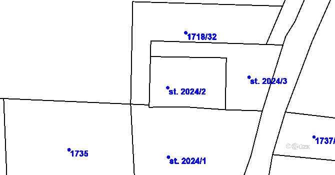 Parcela st. 2024/2 v KÚ Zlín, Katastrální mapa