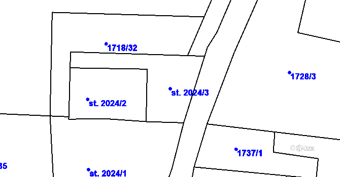 Parcela st. 2024/3 v KÚ Zlín, Katastrální mapa