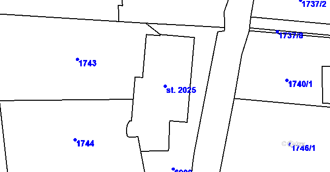 Parcela st. 2025 v KÚ Zlín, Katastrální mapa