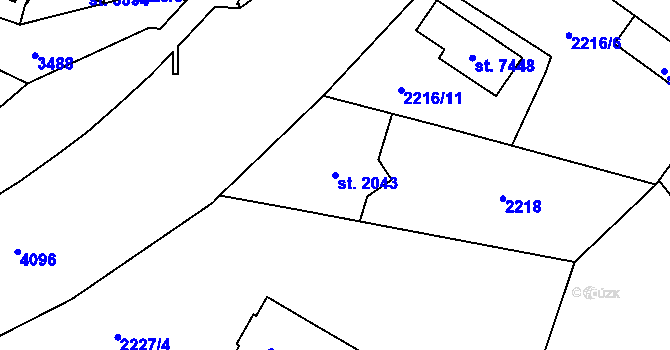 Parcela st. 2043 v KÚ Zlín, Katastrální mapa