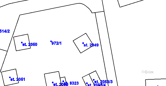 Parcela st. 2049 v KÚ Zlín, Katastrální mapa