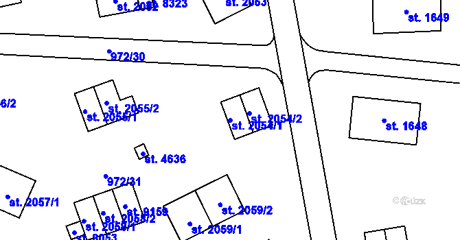 Parcela st. 2054/1 v KÚ Zlín, Katastrální mapa