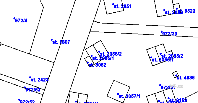 Parcela st. 2056/2 v KÚ Zlín, Katastrální mapa
