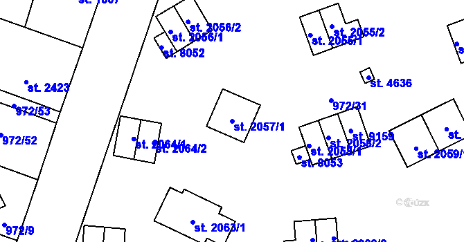 Parcela st. 2057/1 v KÚ Zlín, Katastrální mapa