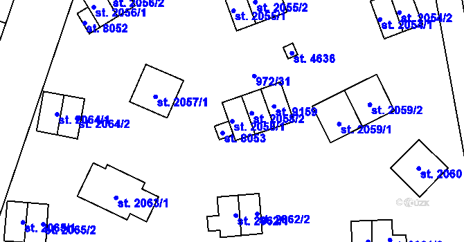 Parcela st. 2058/1 v KÚ Zlín, Katastrální mapa