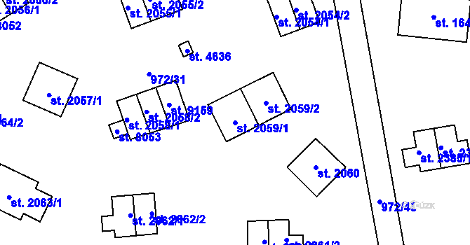 Parcela st. 2059/1 v KÚ Zlín, Katastrální mapa