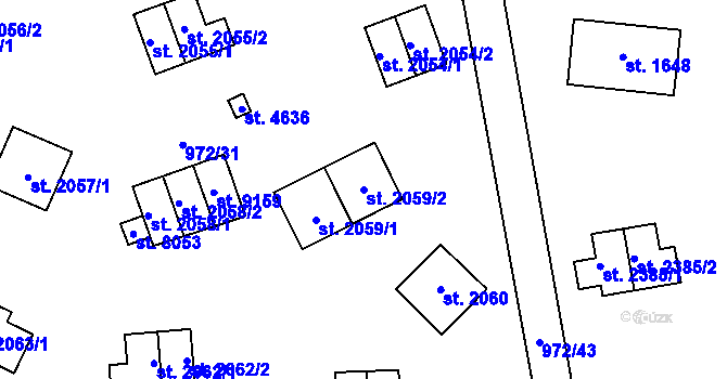 Parcela st. 2059/2 v KÚ Zlín, Katastrální mapa