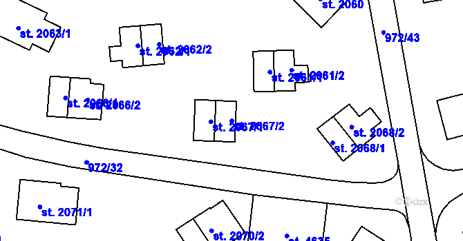 Parcela st. 2067/2 v KÚ Zlín, Katastrální mapa