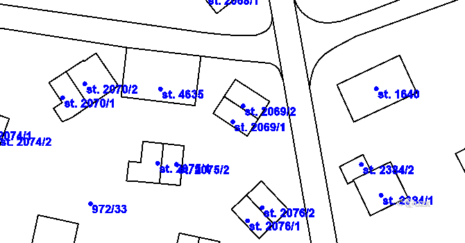 Parcela st. 2069/1 v KÚ Zlín, Katastrální mapa