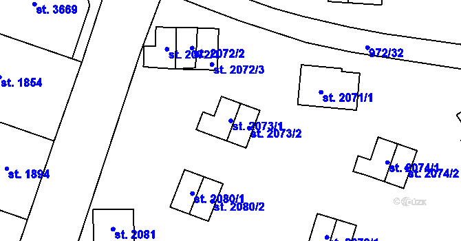 Parcela st. 2073/1 v KÚ Zlín, Katastrální mapa