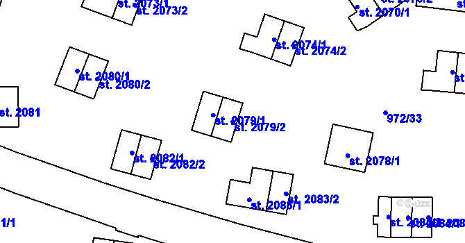 Parcela st. 2079/2 v KÚ Zlín, Katastrální mapa