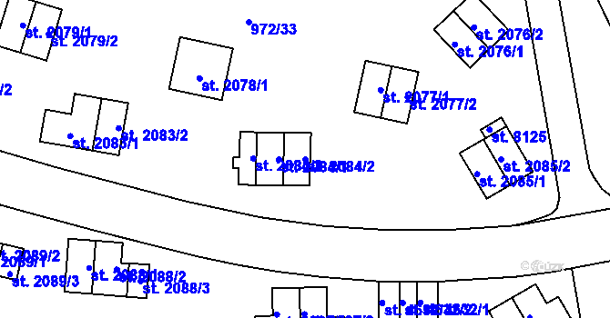 Parcela st. 2084/2 v KÚ Zlín, Katastrální mapa