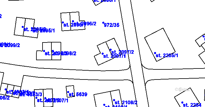 Parcela st. 2097/1 v KÚ Zlín, Katastrální mapa