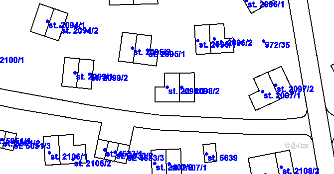 Parcela st. 2098/1 v KÚ Zlín, Katastrální mapa