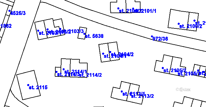 Parcela st. 2104/1 v KÚ Zlín, Katastrální mapa