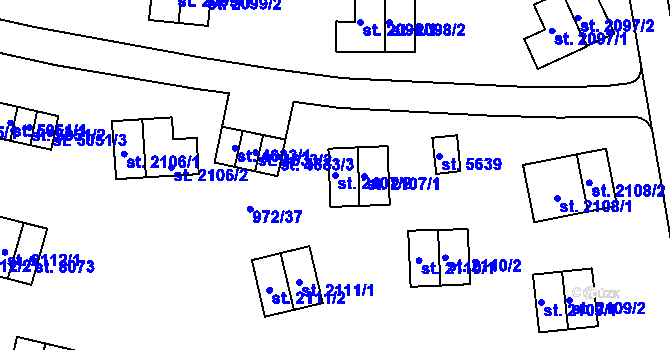 Parcela st. 2107/2 v KÚ Zlín, Katastrální mapa