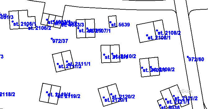 Parcela st. 2110/1 v KÚ Zlín, Katastrální mapa