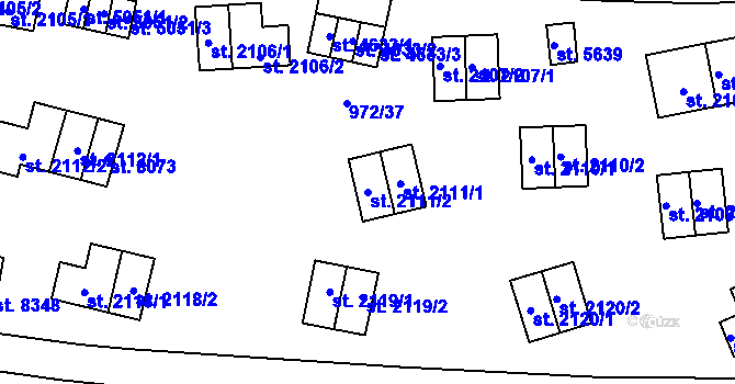Parcela st. 2111/2 v KÚ Zlín, Katastrální mapa
