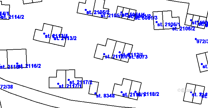 Parcela st. 2112/2 v KÚ Zlín, Katastrální mapa