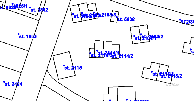 Parcela st. 2114/1 v KÚ Zlín, Katastrální mapa