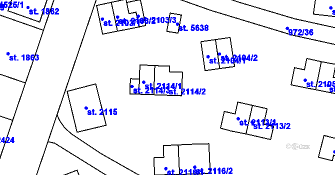 Parcela st. 2114/2 v KÚ Zlín, Katastrální mapa
